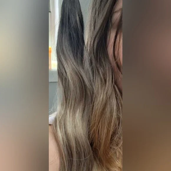 CLIP IN HAIR EXTENSIONS -Luxury Balayage / Ombre  Soft Blonde in  Curly … - Picture 9 of 9